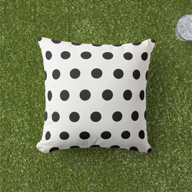 Coussin Élégant Motif Pois noir et blanc (Herbe)