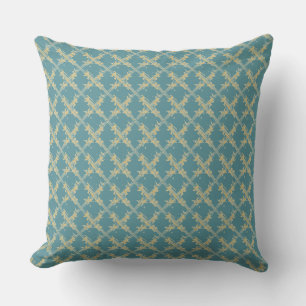 Coussin Élégant, Motif Réseau Or Bleu