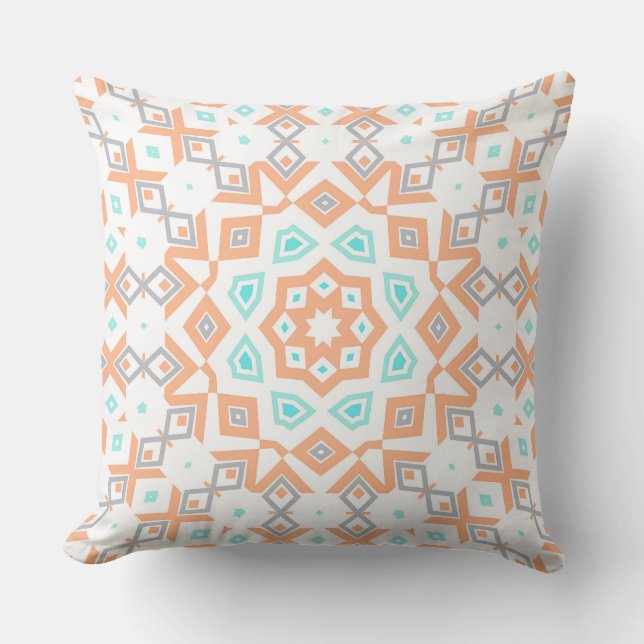 Coussin Elégant motif rétro géométrique beige (Recto)