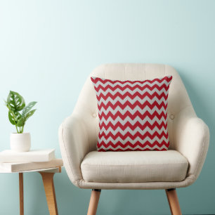 Coussin Élégant Motif rouge Chevron rayé