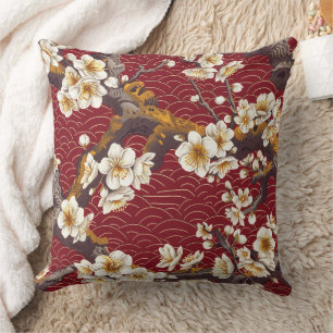 Coussin Élégant Motif sans couture en fleur de cerisier (1