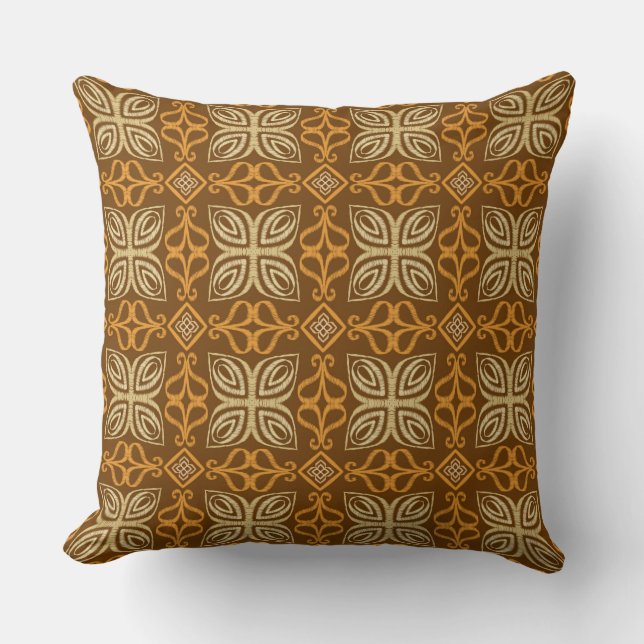 Coussin Elégant Motif thaïlandais sans couture en Brown et (Recto)