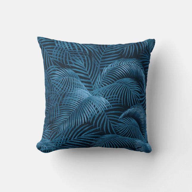 Coussin Élégant Motif Tropical Palm Tree | bleu Azure (Recto)
