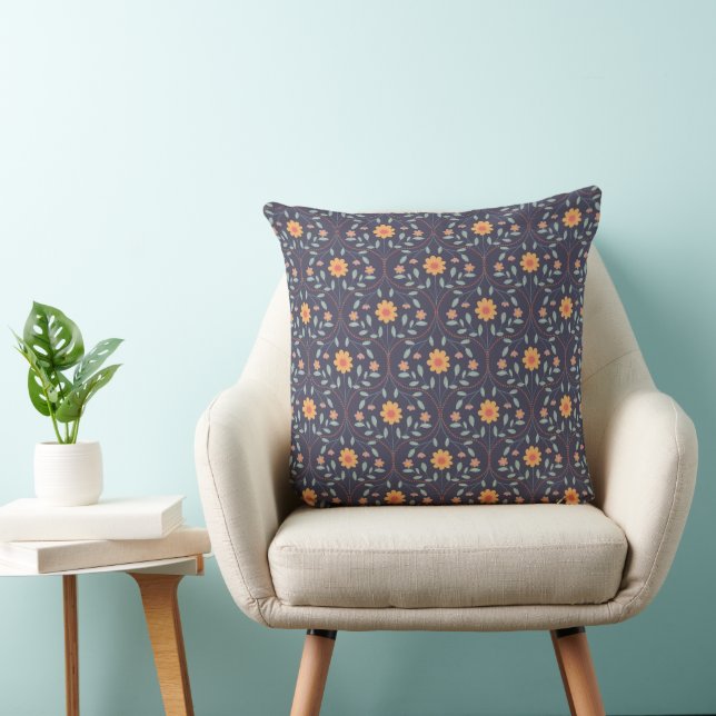 Coussin Élégant motif végétal pourpre foncé foncé (Chaise)