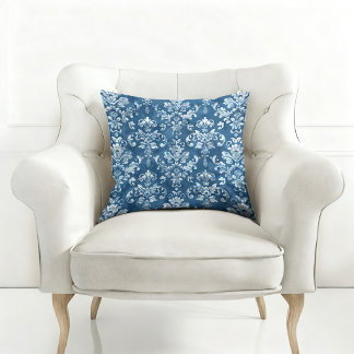 COUSSIN ÉLÉGANT MOTIF VINTAGE BLEU