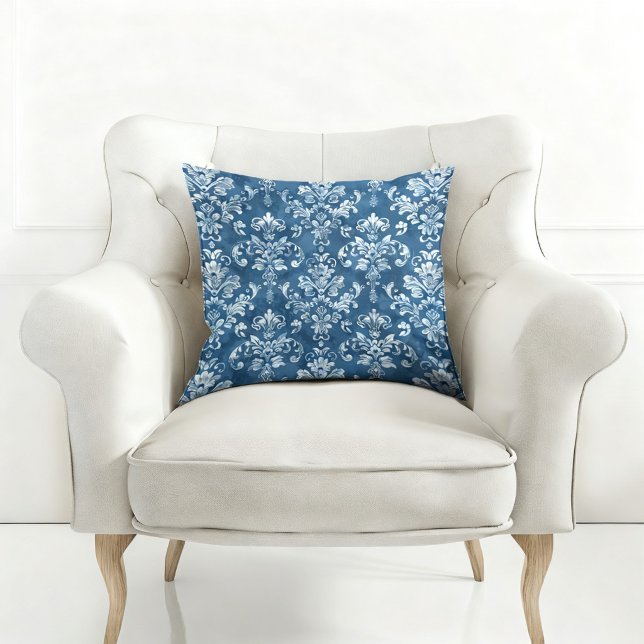 COUSSIN ÉLÉGANT MOTIF VINTAGE BLEU (Créateur téléchargé)