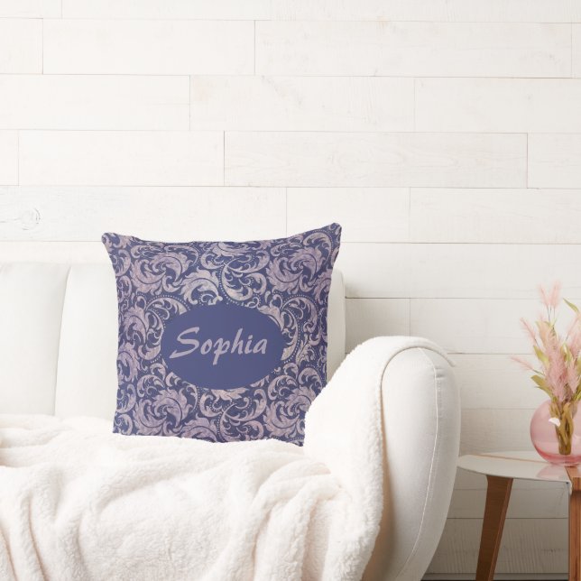 Coussin Élégant motif Vintage pourpre damassé (Canapé)