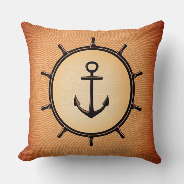 Coussin Élégant nautique ancre et roue (Recto)