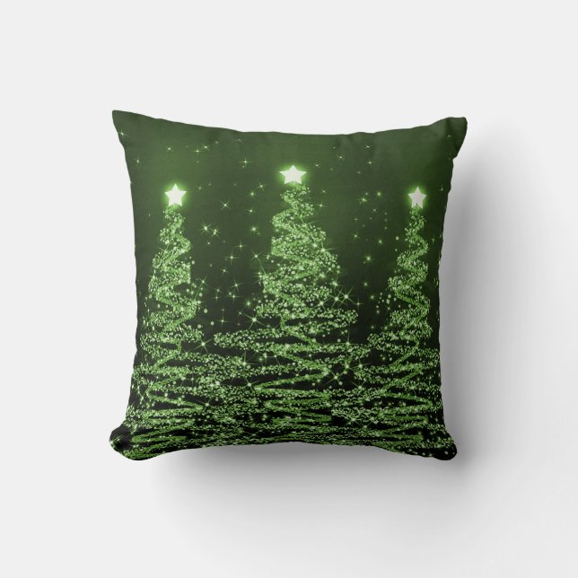 Coussin Élégant Noël Parkling Trees vert  (Recto)