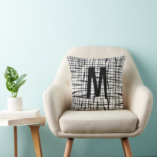 Coussin Elégant noir blanc Abstrait