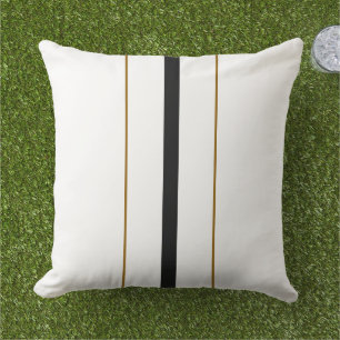 Coussin Élégant noir blanc Brown Vertical Racing Stripes