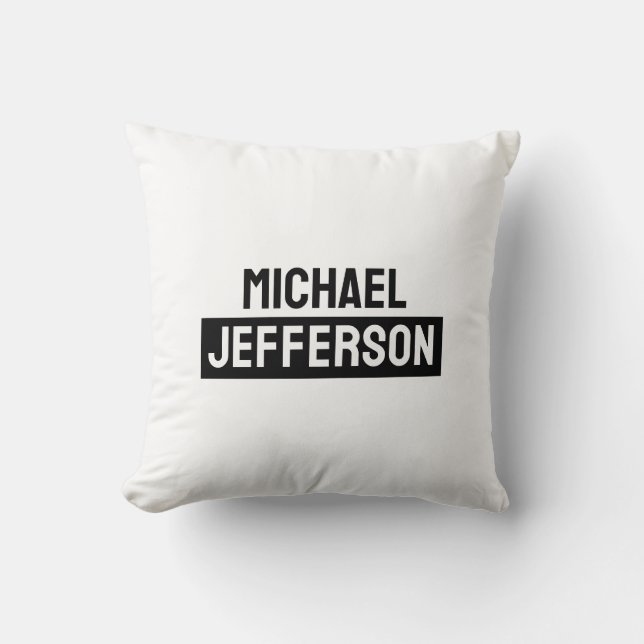 Coussin Élégant noir blanc clair personnalisé (Recto)