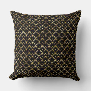 Coussin Élégant noir et or Art Déco vintage des années 192