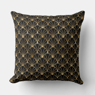 Coussin Élégant noir et or Art Déco vintage des années 192