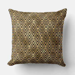 Coussin Élégant noir et or Art Déco vintage des années 192