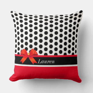 Coussin Élégant noir rouge et blanc
