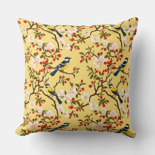 Coussin Elégant oiseau de Chinoiserie