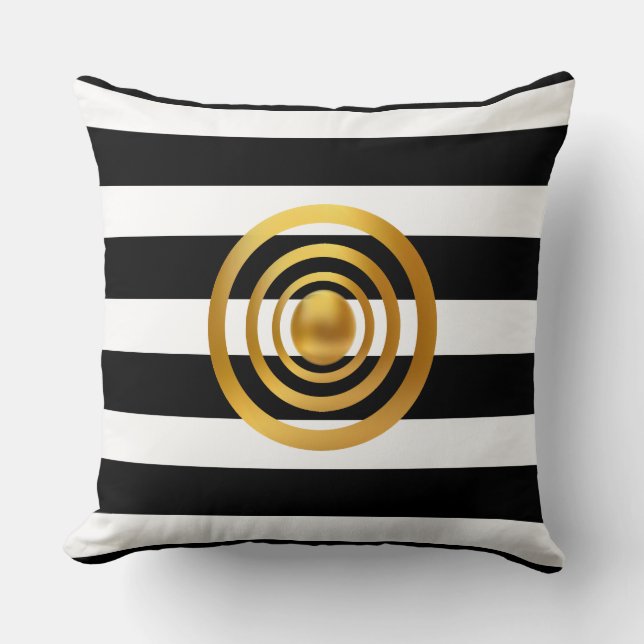 Coussin Élégant or, noir et blanc (Recto)