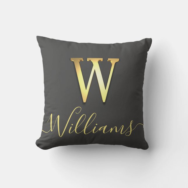 Coussin Élégant or personnalisé Monogramme W Nom Jeu oreil (Recto)