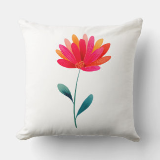 Coussin Elegant Orange Floral Botanical Throw Pillow