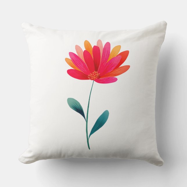 Coussin Elegant Orange Floral Botanical Throw Pillow (Recto)