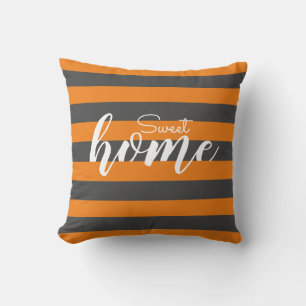 Coussin Élégant Orange Striped Motif Test Sweet Home