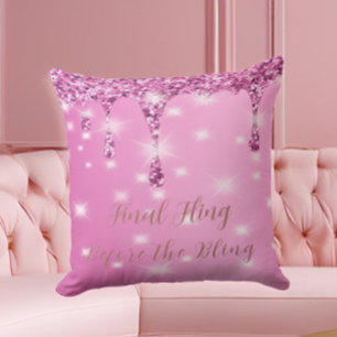 Coussin Élégant paillettes rose chaud goutte à goutte ente