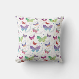 Coussin Élégant Papillons violets et bleus brillants
