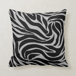 Coussin Elégant Parties scintillant noire Silver Zebra Po