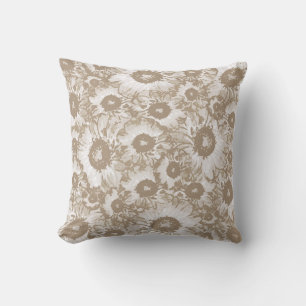 Coussin Élégant Pastel Beige Ivory Floral Motif