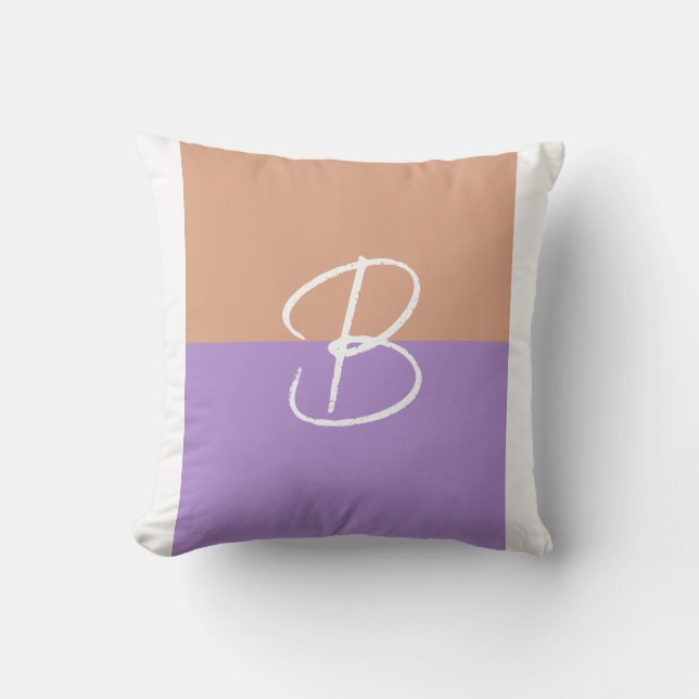 Coussin Élégant Pastel Colorblock Monogramme Lettre initia (Recto)