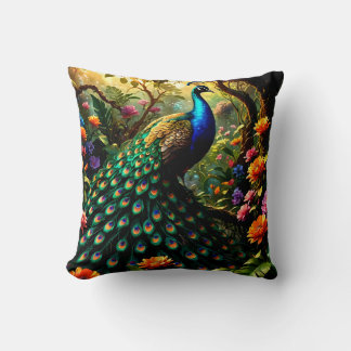 Coussin Elégant Peacock Afficher les plumes