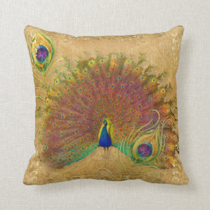 Coussin Elégant Peacock Automne automne Plumes d'huile d'a