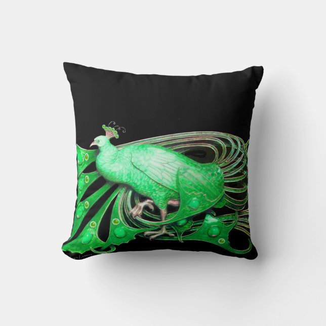 COUSSIN ÉLÉGANT PEACOCK EN NOIR VERT (Recto)