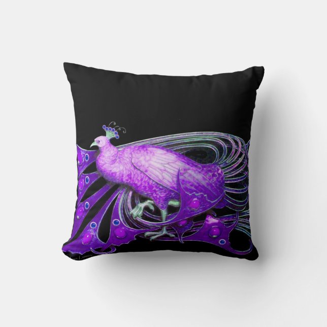 COUSSIN ÉLÉGANT PEACOCK EN PURPLE NOIR (Recto)