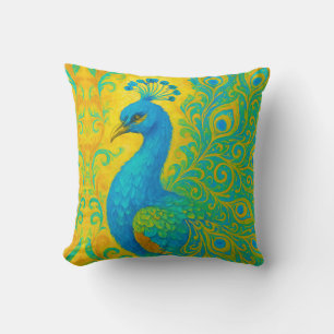 Coussin Elégant Peacock Turquoise Décoratif