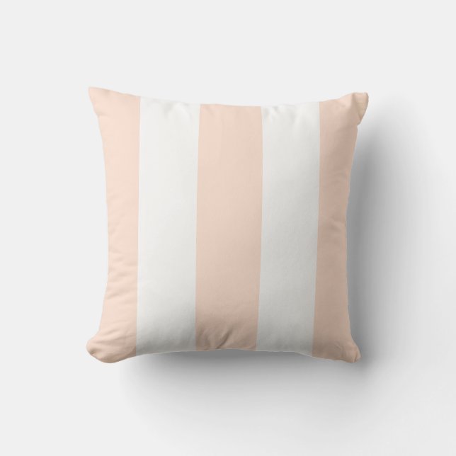 Coussin Elégant pêche orange clair blanc bandes verticales (Recto)