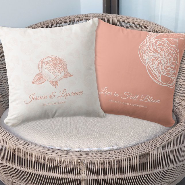 Coussin Elégant Peonies Décor Mariage (Créateur téléchargé)