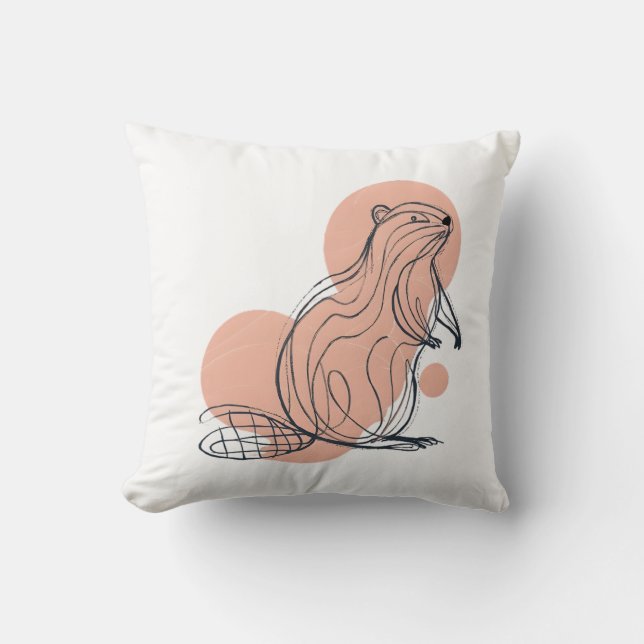 Coussin Elegant Pink Beaver for Kids | Premium Minimalist  (Recto)