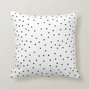 Coussin Elégant pois d'aquarelle noir blanc