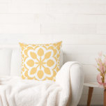 Coussin Elegant Portuguese azulejo Yellow Vintage pattern<br><div class="desc">A refined Portuguese azulejo-inspired tile pattern featuring symmetrical floral and ornamental motifs in a soft yellow and white palette. The design reflects traditional Mediterranean ceramic tile artistry with intricate shapes and balanced geometry,  creating a timeless decorative style perfect for home décor,  textiles,  wallpaper,  and surface pattern design.</div>