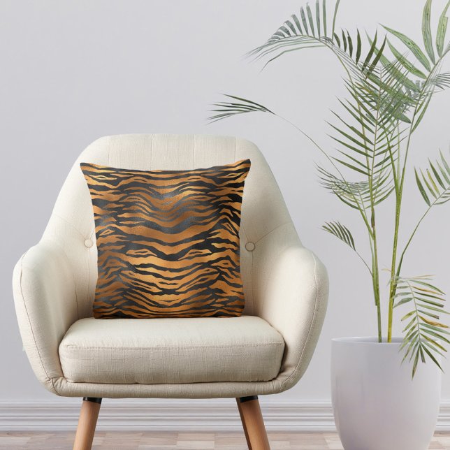 Coussin Élégant Poster de animal de tigre noir en cuivre (Créateur téléchargé)