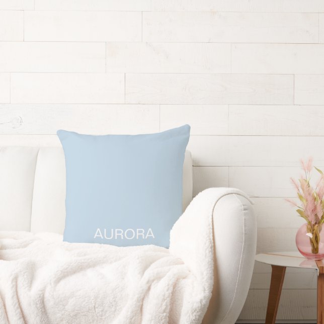 Coussin Élégant Poudre Bleu Nom personnalisé - (Canapé)