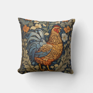 Coussin Élégant poulet William Morris Inspiré Floral