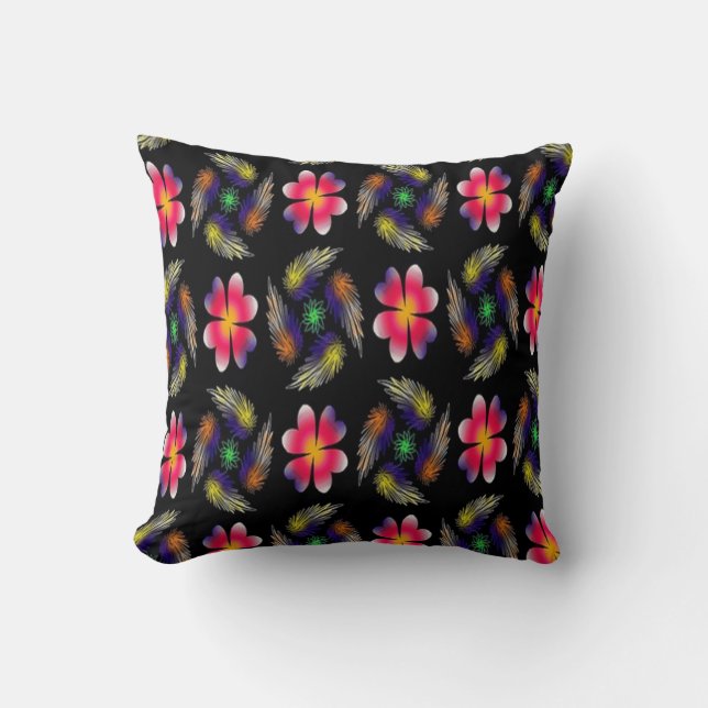 Coussin Élégant Poussin Floral Rouge (Recto)