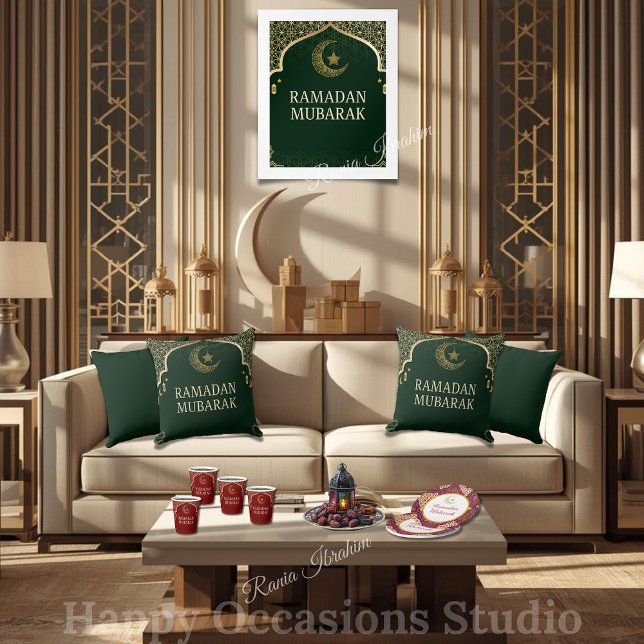 Coussin Elegant Ramadan Mubarak Throw Pillow (Créateur téléchargé)