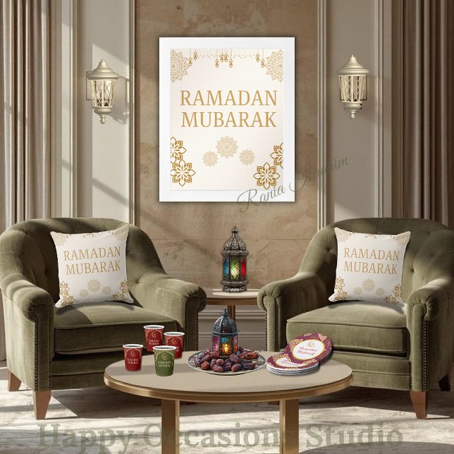 Coussin Elegant Ramadan Mubarak Throw Pillow (Créateur téléchargé)