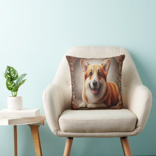 Coussin Elégant réaliste couleur frontière corgi chien Bro