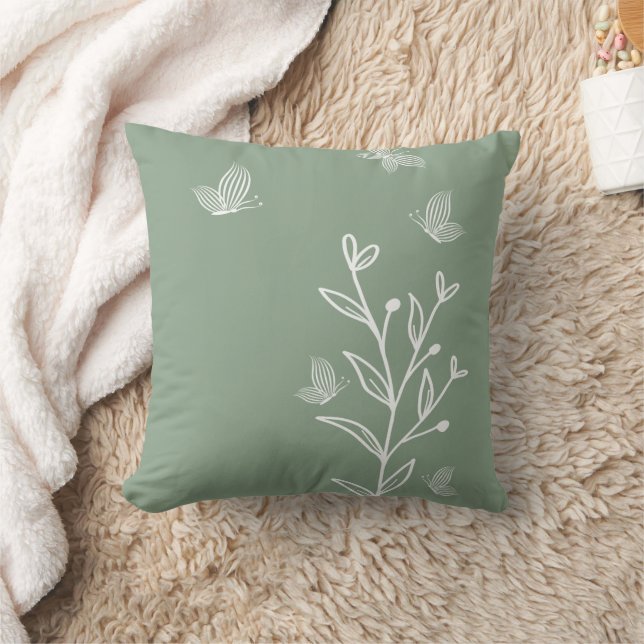 Coussin Élégant romantique vert sauge floral  (Couverture)