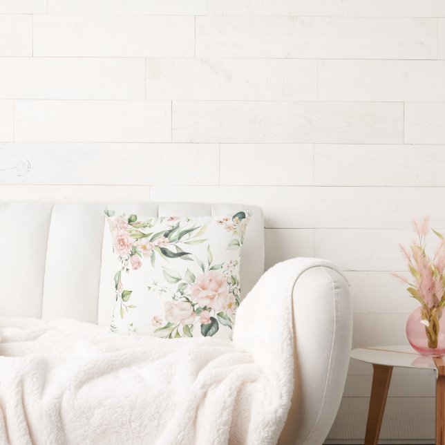 Coussin Elégant rose blanc Eucalyptus (Canapé)